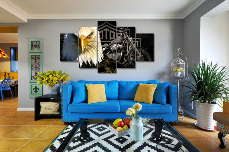 HD Printed Eagles Motorcycle Painting Canvas Print Room Decor Print Poster Picture Canvas Mc-007