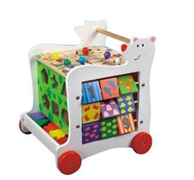 Wooden Toy Cart with Wheels for Kids 3 Years up