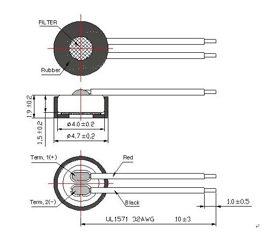 with Wire 4mm Omnidirectional Electret Condenser Microphone with Boot