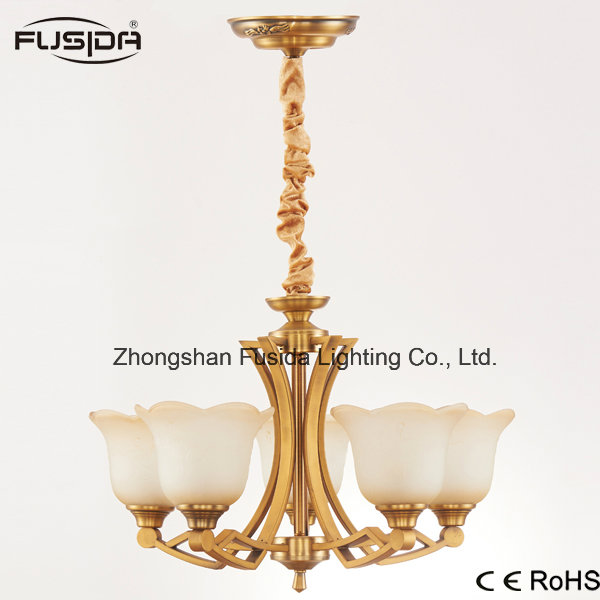 New Design Vintage Glass and Iron Material Chandelier Lighting with Bronze Color Finish Factory Price