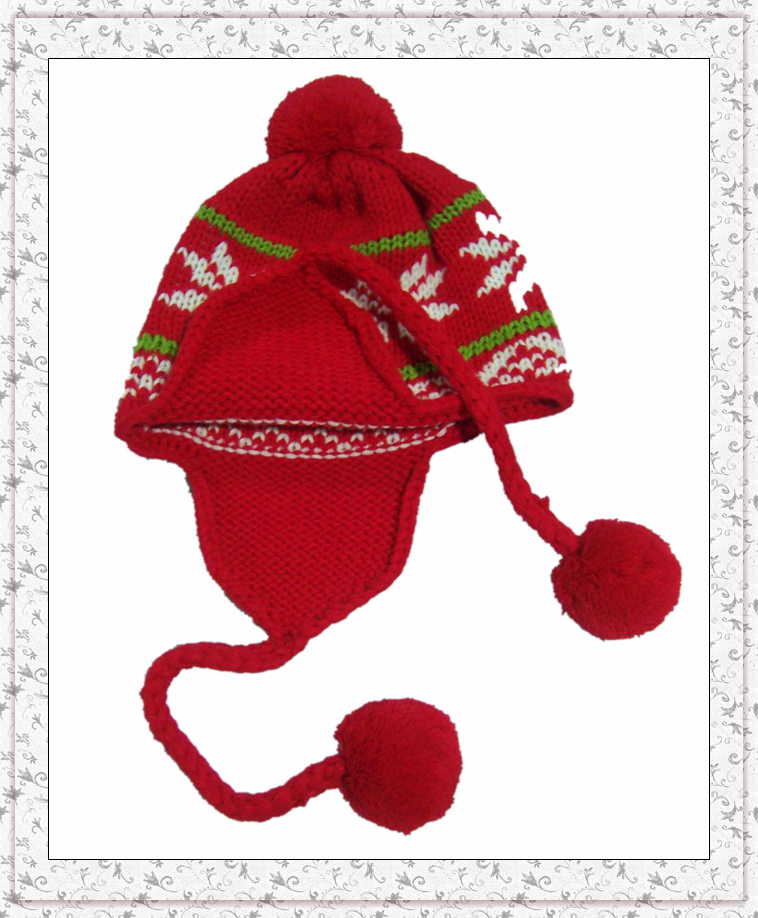 China Character Winter Knitted Beanie Hat with Pompon Balls for Girls (1-3505)