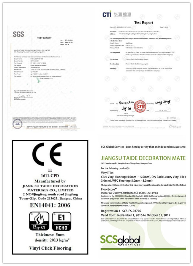 Certified PVC Vinyl Flooring Manufacture Factory with Ce Dibt