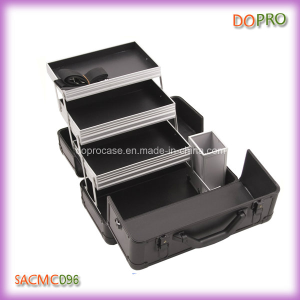 Whole Black Hard Side Aluminum Cosmetic Case (SACMC096)