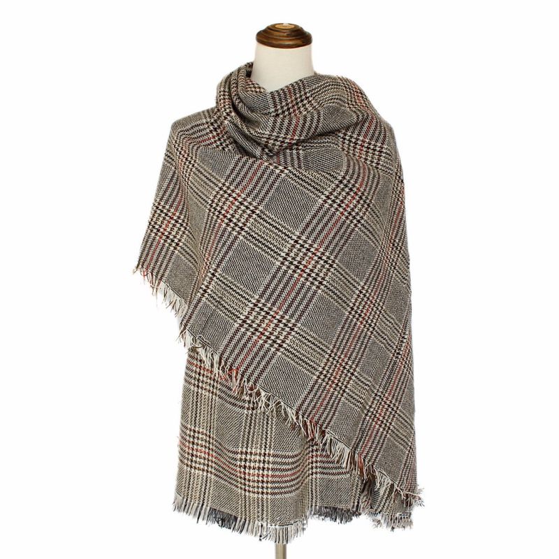 Womens Soft Cashmere Feel Alike Checked Stole Shawl Wraps Scarf (SP278)