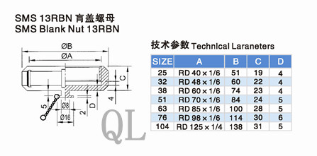 Sanitary Stainless Steel Pipe Fitting 13r SMS Round Nut