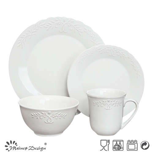 Elegant with Embossed Different Colorful Stoneware Dinner Set
