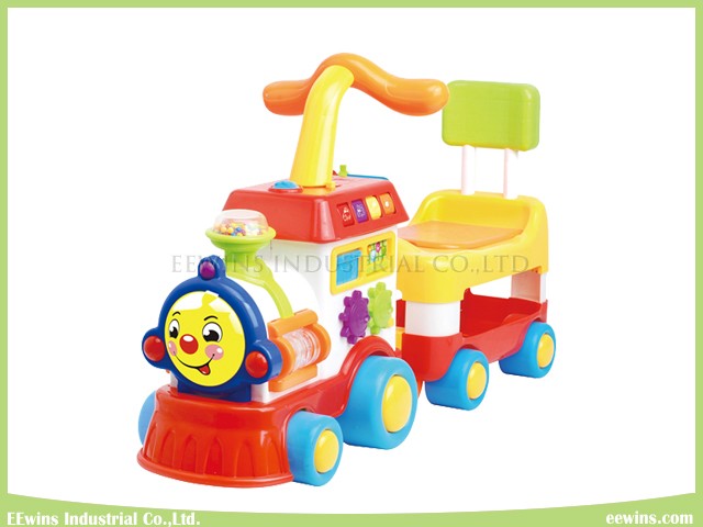 Electronic Musical Toys Happy Train Head Baby Walker with Seat (ride-on or push forward)