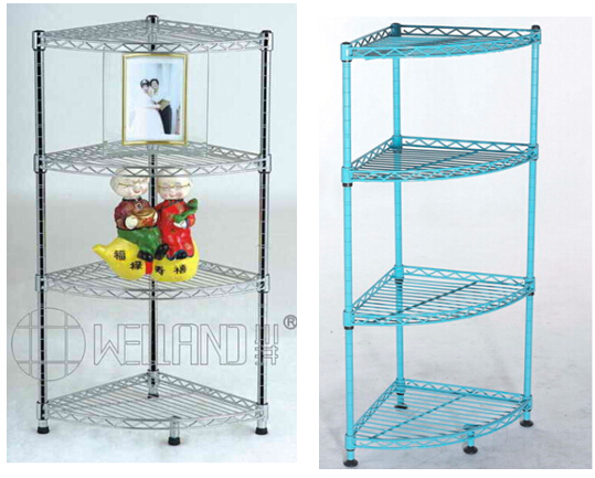 DIY Livingroom Chrome Metal Wire Corner Rack Shelf (CJ-B1068)