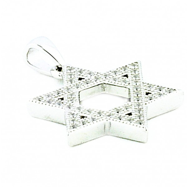 Sterling Silver Star David with CZ 19mm Pendants Jewelry