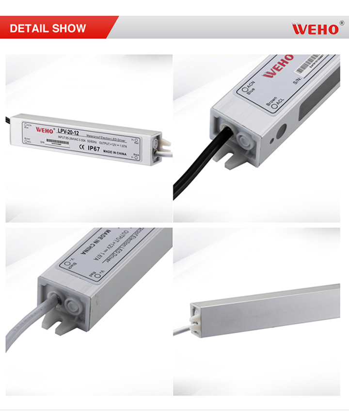 IP67 Constant Voltage 20W 1.65A LED Driver 12V