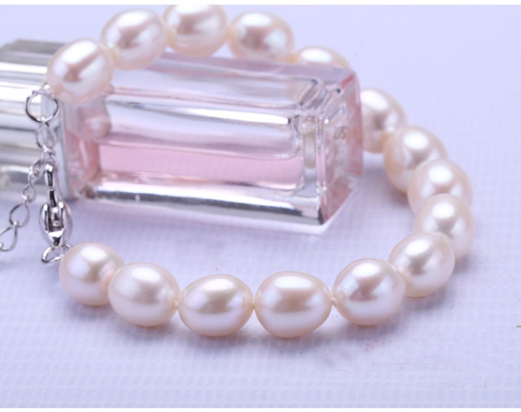Fashion Jewelry Bracelet and Necklace Pearl Set 7-8mm Drop Natural 925 Silver Clasp Freshwater Pearl Set