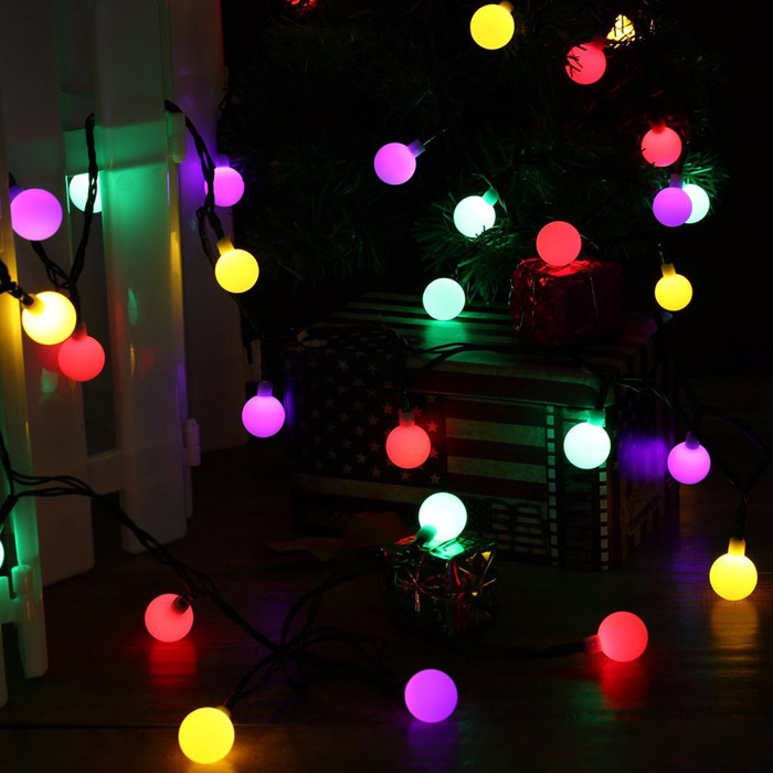 Globe 50 LED Ball String Lights Solar Powered Christmas Light Decorative Lighting for Home Garden Patio Lawn Party Decorations