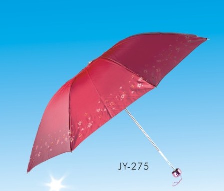 Manual Open Red 3 Fold Umbrella (JY-275)