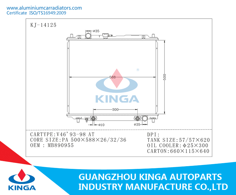 Coolant for Mitsubishi V46'93-98 Aluminum Alloy Radiator