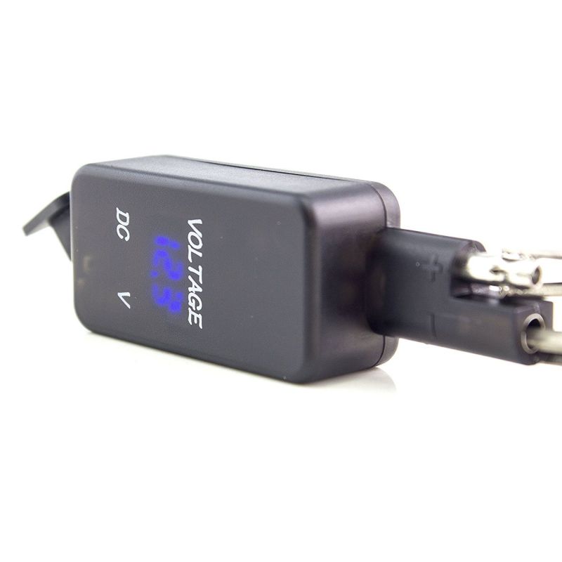 5V/3.1A Black Motorbike SAE to USB Cable Adaptor Dual USB Blue LED Voltmeter