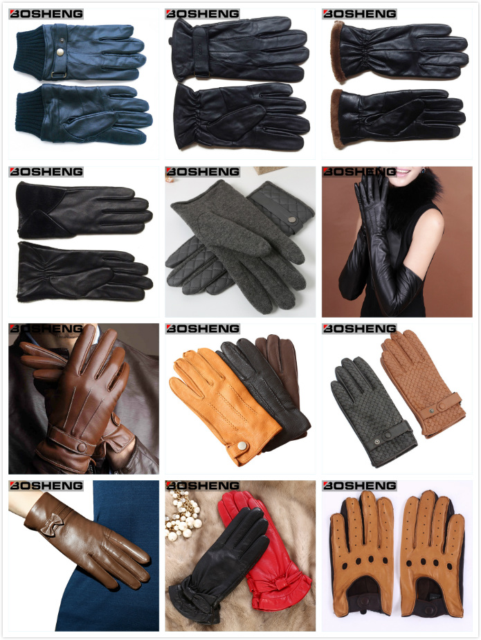 Women Winter Leather Cycling Fleece Lined PU Gloves with Fur