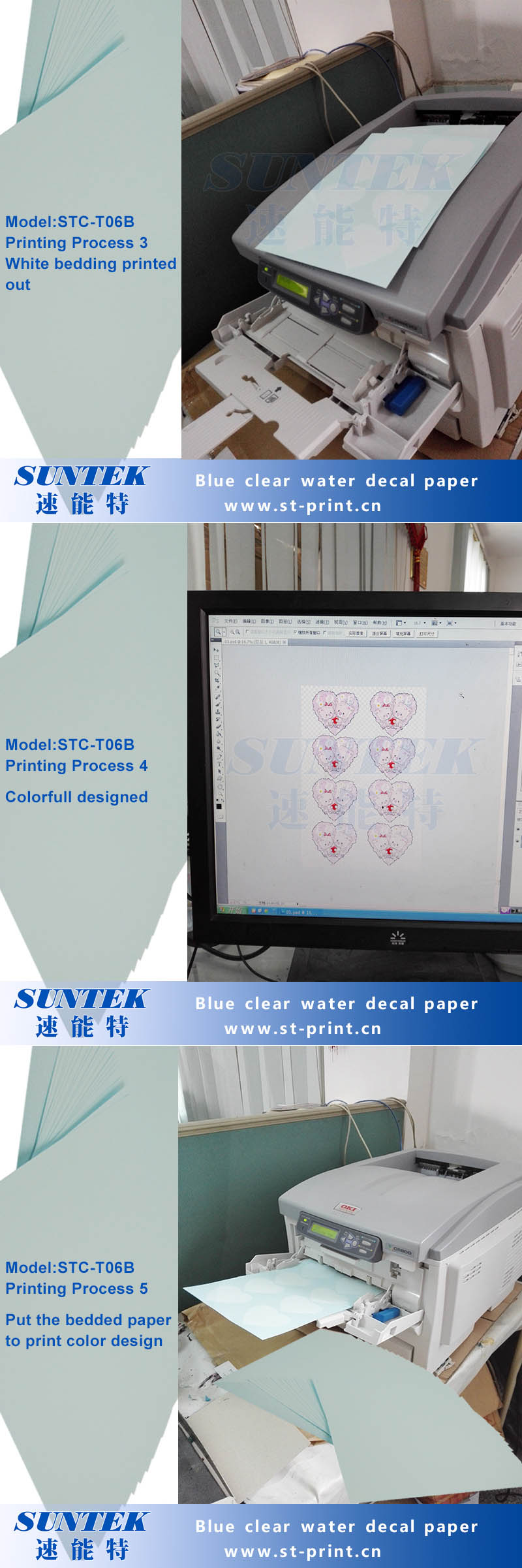 Laser Blue Transparent Water Side Decal Transfer Printing Paper