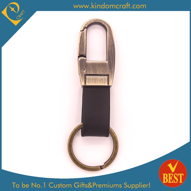 High Quality Customized Antique Gold Plated Leather Key Chain at Factory Price