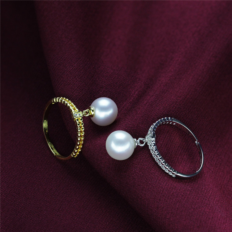 Dangle Drop Gold Plated Silver Cultured Cheap Pearl Ring