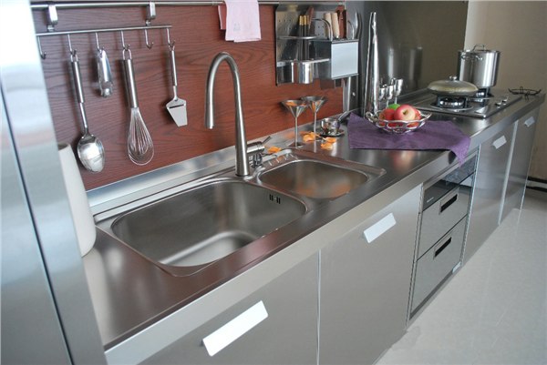 L Shape Stainless Steel Kitchen Cabinet