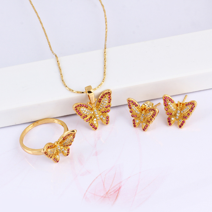 Christmas Gift Fashion Jewelry 18k Gold Plated Butterfly Jewelry Set (60823)