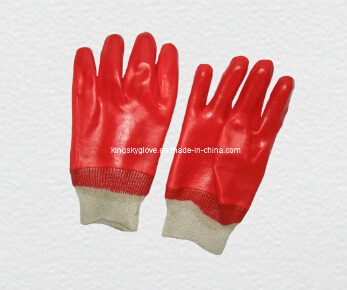 PVC Coated Interlock Cotton Liner Knitting Cuff Gloves (5118)