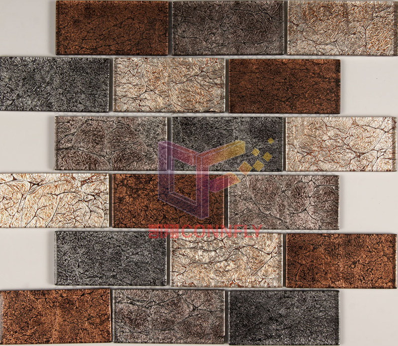 48*98mm Gold Leaf Crystal Glass Mosaic (GF241)