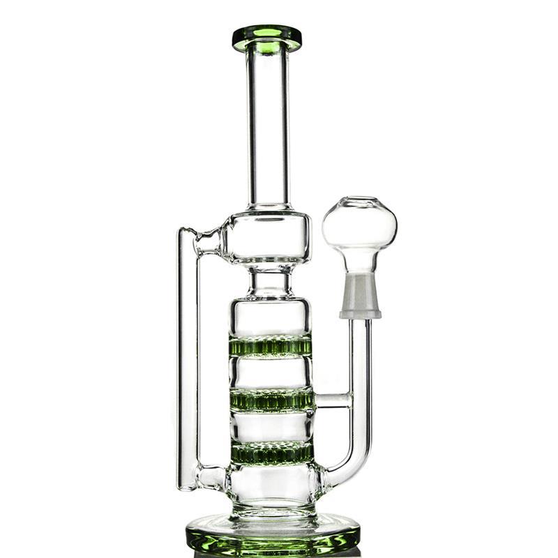 3 Layer Honeycomb Perc Hookah Glass Smoking Water Pipes (ES-GB-411)