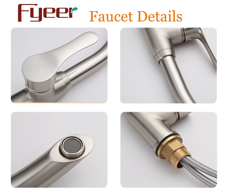 Fyeer Nickle Brushed 360 Rotatable Kitchen Sink Mixer Tap Faucet