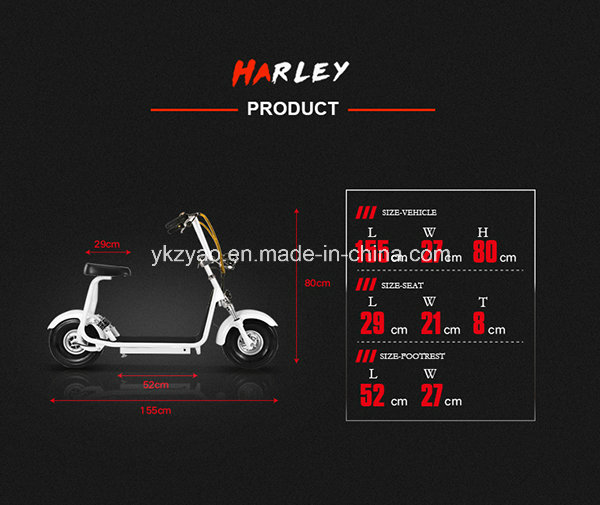 2016 Popular Harley Style Electric Scooter with Big Wheels, Fashion City Scooter Citycoco