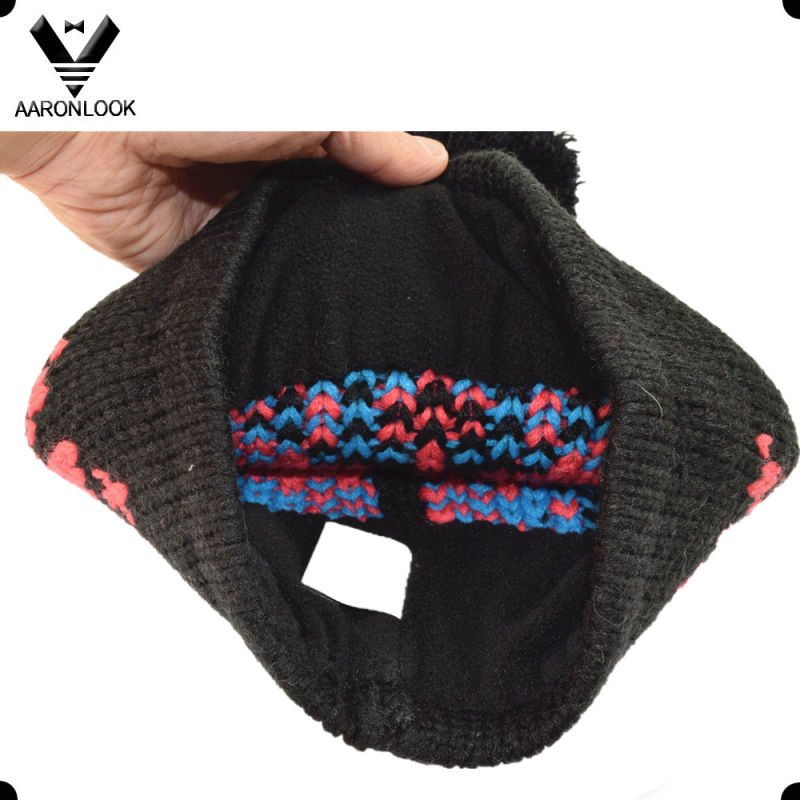 30%Wool 70%Acrylic Jacquard Lady Winter Cap with Half Fleece Lining