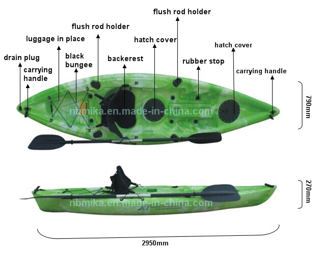 One Person Sit on Top Plastic Kayak Fishing Boats