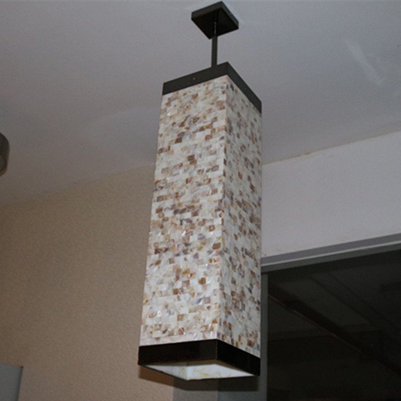 Guzhen High Quality Natual Shell Square Pendant Lamp