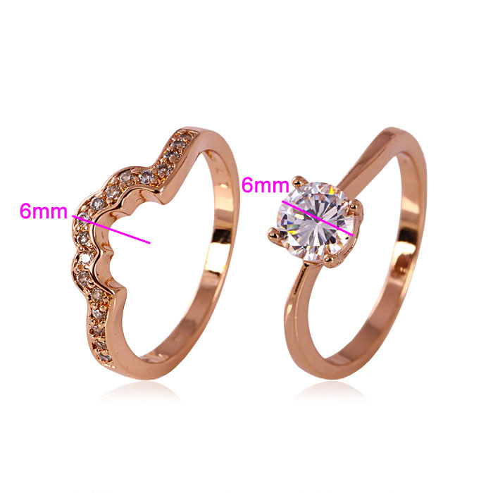 Xuping Rose Gold Color Lover's Set Ring with Rhinestone