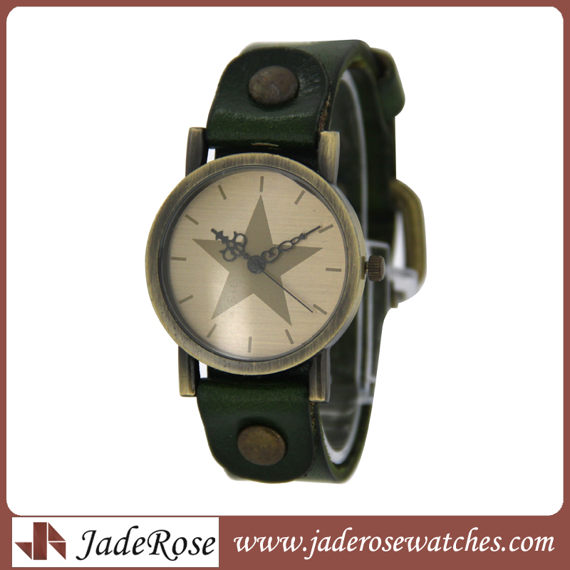 Wholesale Personality Alloy Watch with Leather Strap Watch