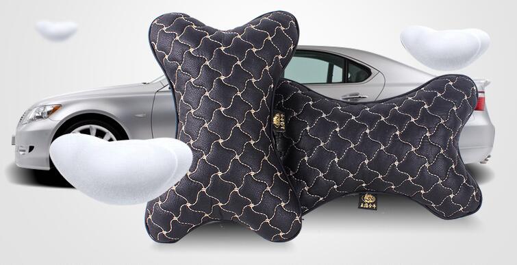 Car Headrest Neck Pillow Bone Shape Windmill Pattern-Black