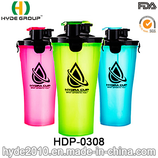 Portable Plastic BPA Free PP Shaker Bottle, Plastic Protein Powder Shaker Bottle (HDP-0308)