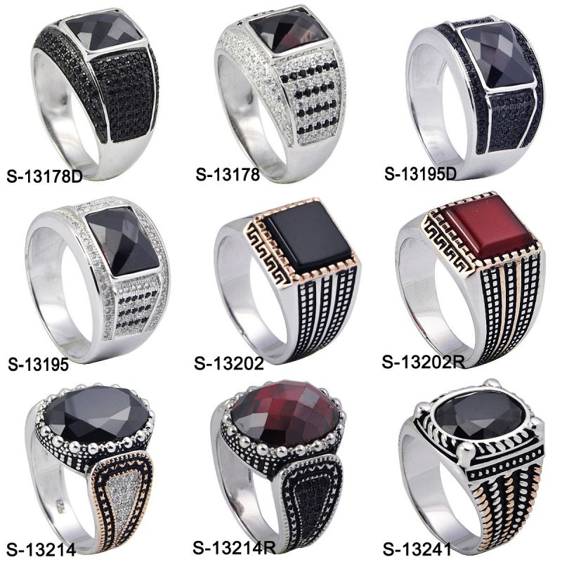 Factory Latest Model 925 Silver Man Ring with CZ Stone (S-13195R)