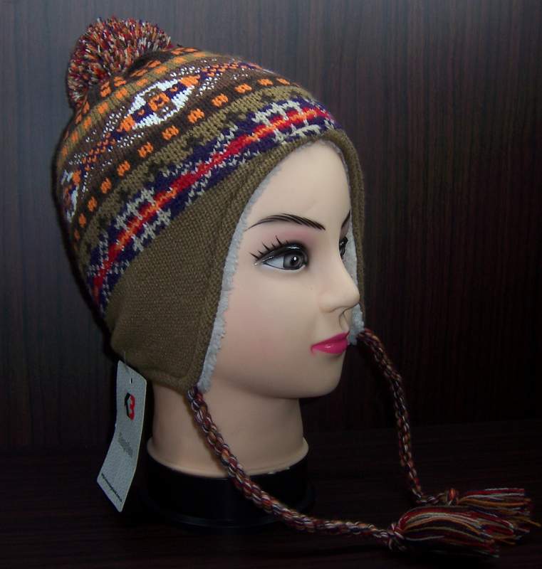 Custom Pattern New Asian Style Knitted Beanie Hat with Earflap (1-2272/73/74/76)