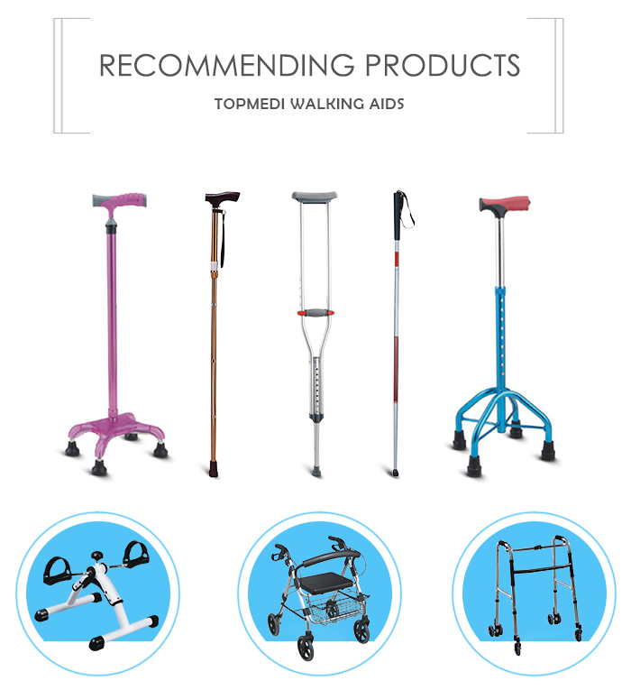 Topmedi Medical Equipment Lightweight Durable Aluminum Crutch with 225kg Load-Bearing