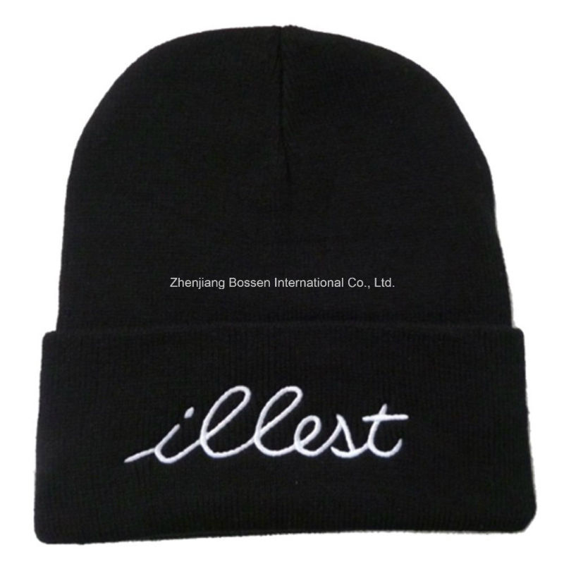 OEM Produce Customized Logo Sports Embroidered Acrylic Winter Knitted Beanie Cap