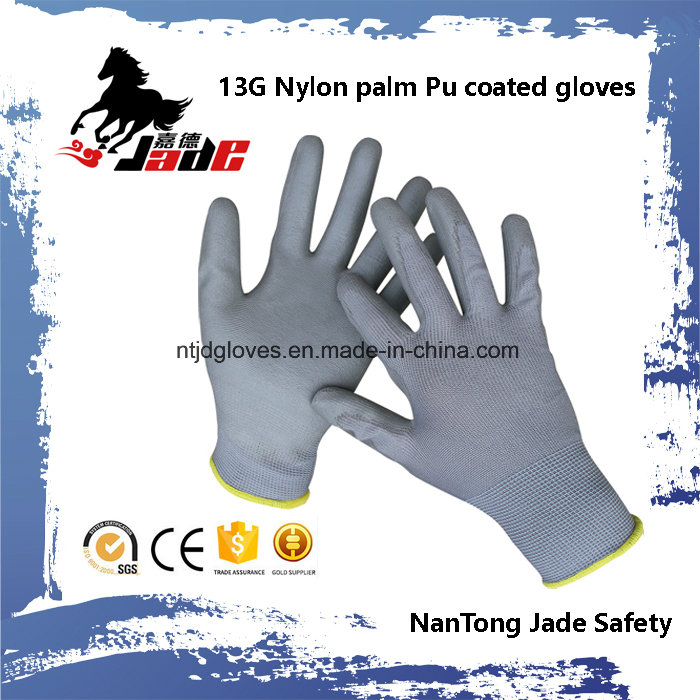 13G Nylon Palm Black PU Coated Gloves.