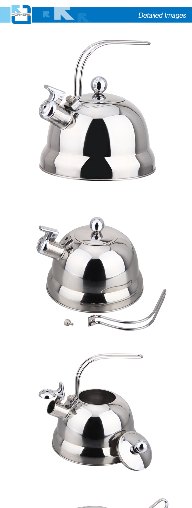 Fashionable 2.5L Stainless Steel Roman Kettle Whistle Kettles