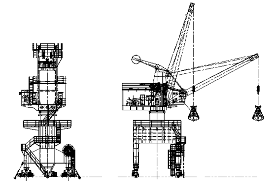 Ship Unloading Marine Port Cranes with Hydraulic Grapple Bucket