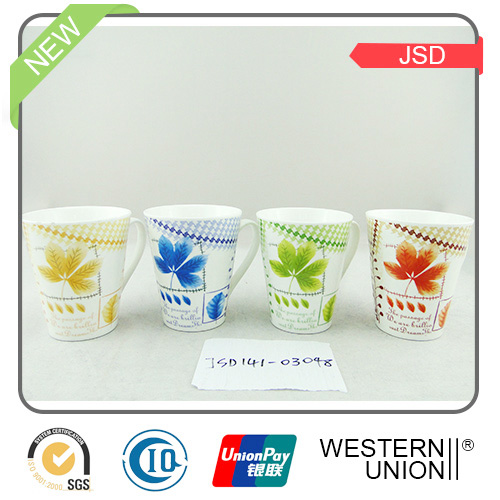 V Shape Porcelain Design Tea Mugs for Promotional