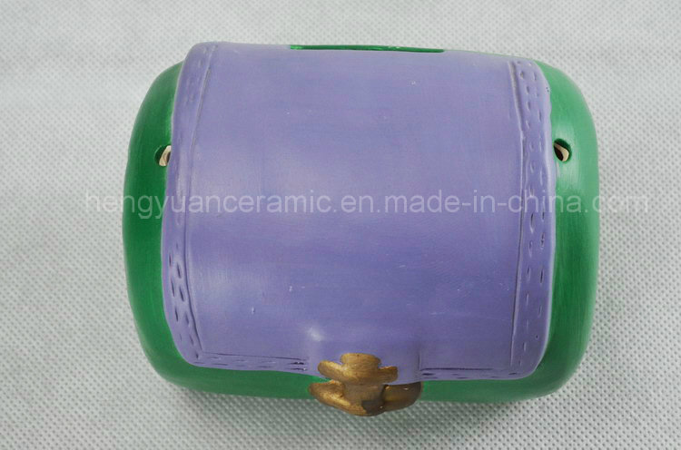 Creative Hand Painted Green Handbag Piggy Bank Ceramic