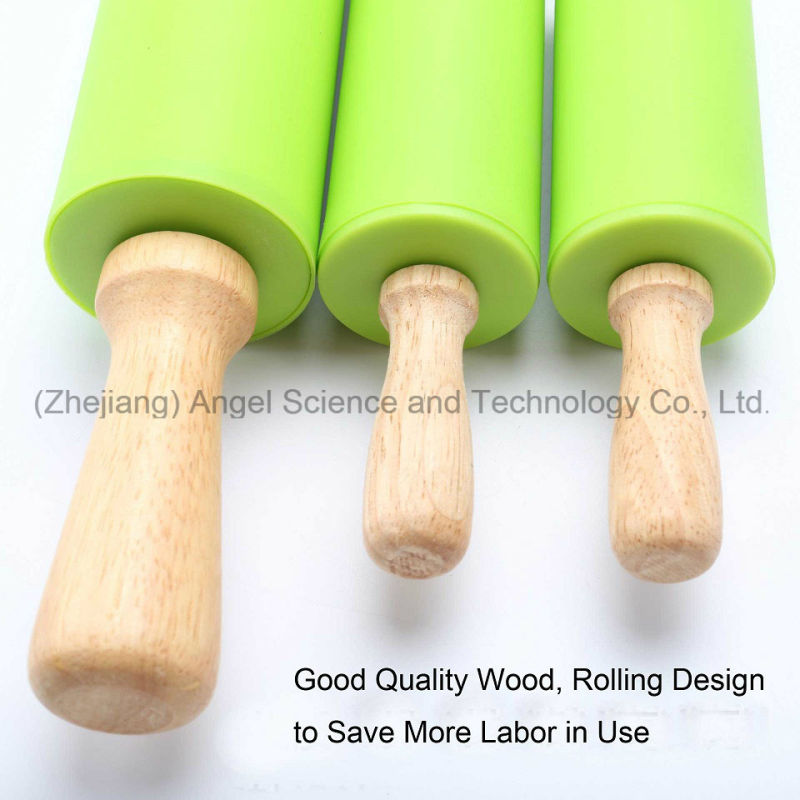 Cake Paste Dough Baking Flour Wood Rolling Pin with Silicone Sk35 (M)