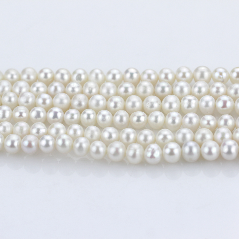 7-8mm White Wholesale Natural Freshwater Pearl Bead Strands