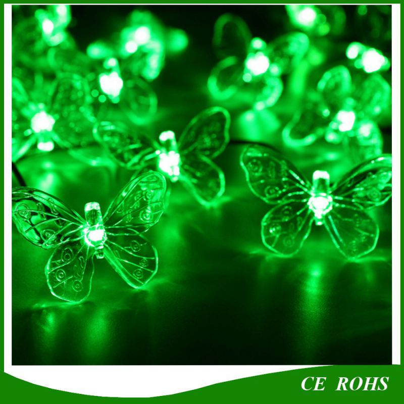 Solar Holiday LED Garlands String Lights 50 LED Colorful Butterfly Wedding Event Party Garden Decoration Lamps Luce Solare