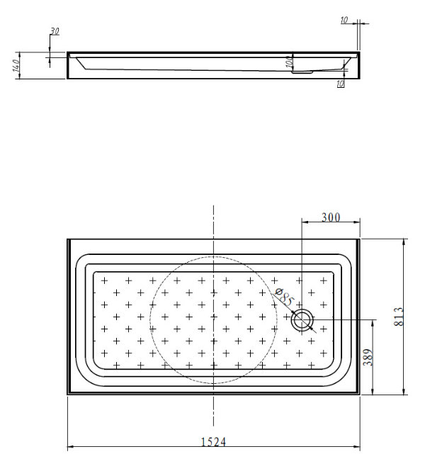 Cupc Approved Acrylic Shower Base/Tray with Wall Flange